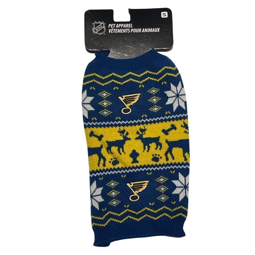 NHL Officially Licensed St Louis Blues Hockey Knit Holiday Dog Sweater Small NWT